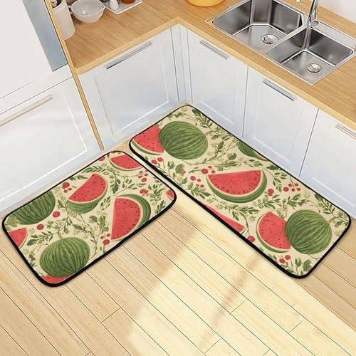 【並行輸入品】 Watermelon Flower Kitchen Rugs and Mats 2 Pieces Anti Fatigue Ki_1