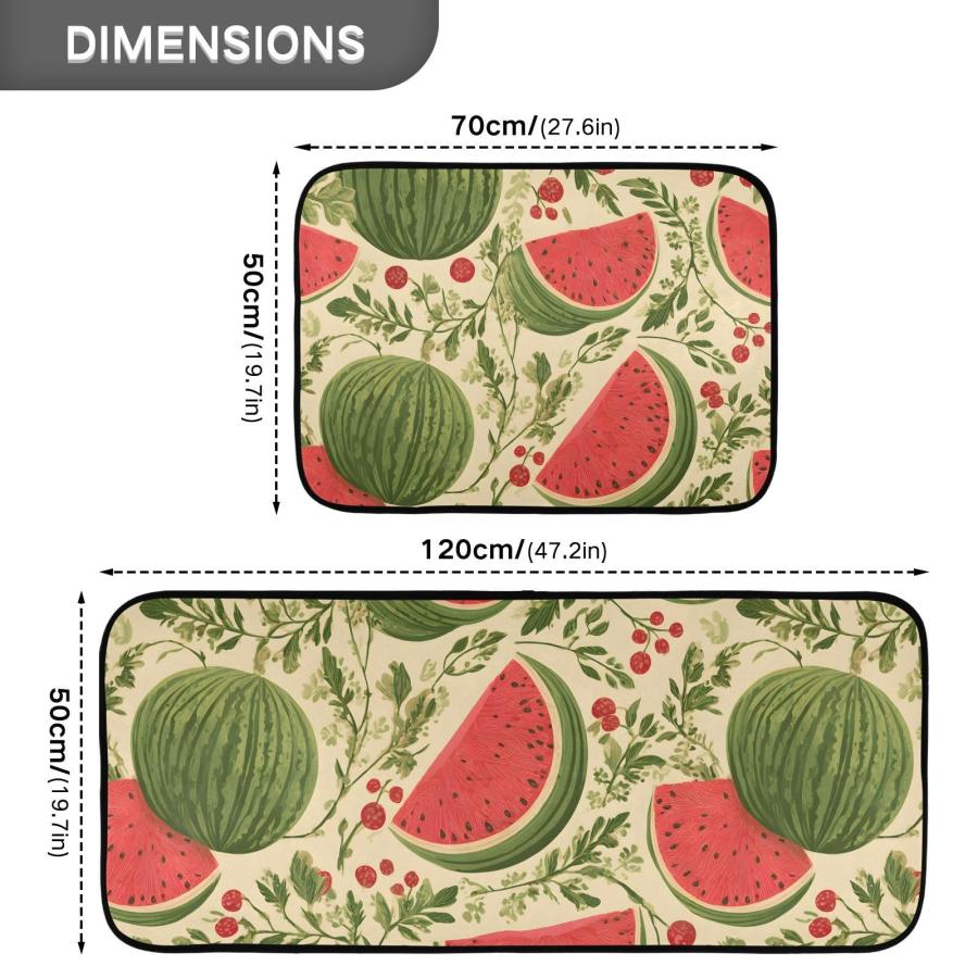 【並行輸入品】 Watermelon Flower Kitchen Rugs and Mats 2 Pieces Anti Fatigue Ki_3