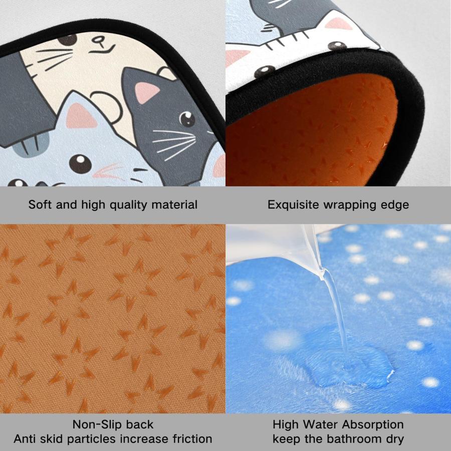 【並行輸入品】 Cat Cute Blue Kitchen Rugs and Mats 2 Pieces Anti Fatigue Kitche_6