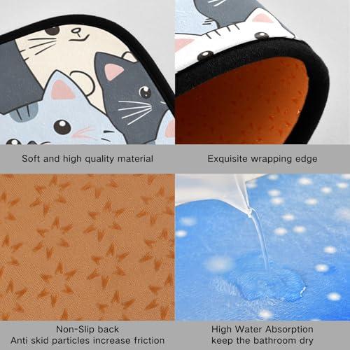 【並行輸入品】 Cat Cute Blue Kitchen Rugs and Mats 2 Pieces Anti Fatigue Kitche_7