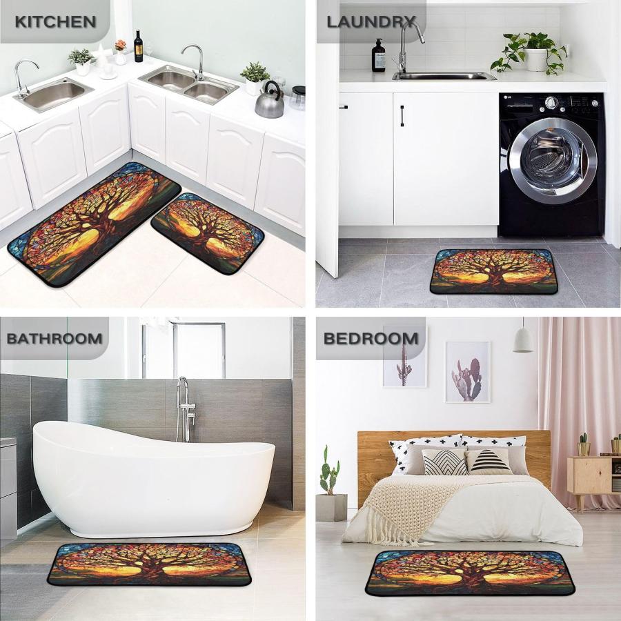 【並行輸入品】 Tree of Life with Leaf Kitchen Rugs and Mats 2 Pieces Anti Fatig_9