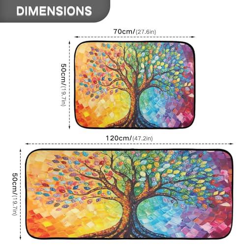 【並行輸入品】 Rainbow Tree of Life Plant Leaf Kitchen Rugs and Mats 2 Pieces A_4