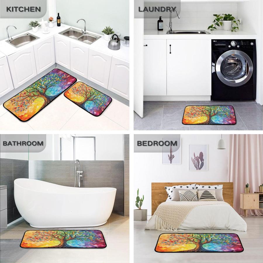 【並行輸入品】 Rainbow Tree of Life Plant Leaf Kitchen Rugs and Mats 2 Pieces A_9