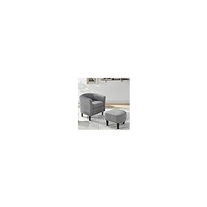 【並行輸入品】 SCANORDIC Modern Accent Chair Ottoman Set， Corduroy Barrel Chair_2