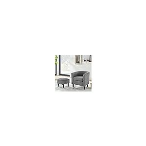 【並行輸入品】 SCANORDIC Modern Accent Chair Ottoman Set， Corduroy Barrel Chair_8