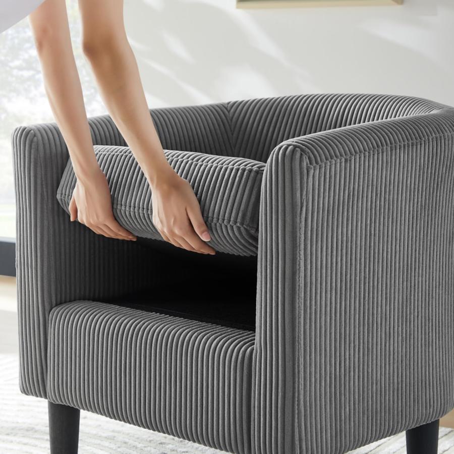 【並行輸入品】 SCANORDIC Modern Accent Chair Ottoman Set， Corduroy Barrel Chair_9