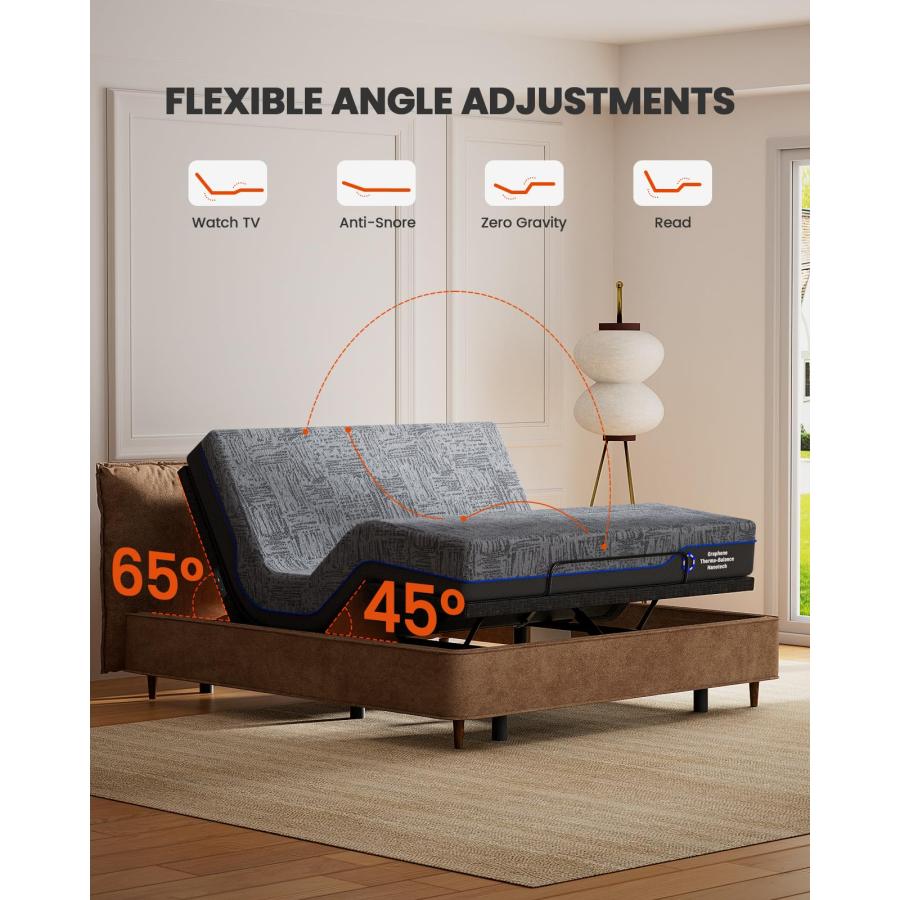 【並行輸入品】 Amada Queen Adjustable Bed Frame and 14 Inch Cooling Gel Memoryの画像