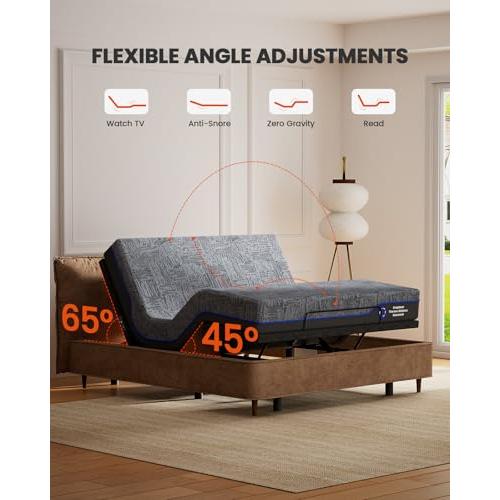 【並行輸入品】 Amada Queen Adjustable Bed Frame and 14 Inch Cooling Gel Memoryの画像