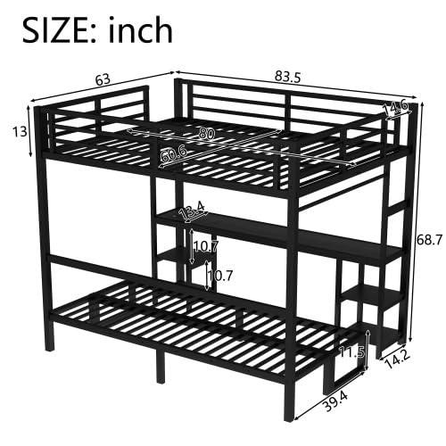 【並行輸入品】 Harper & Bright Designs Metal Bunk Bed Multiple Uses Folds into_4