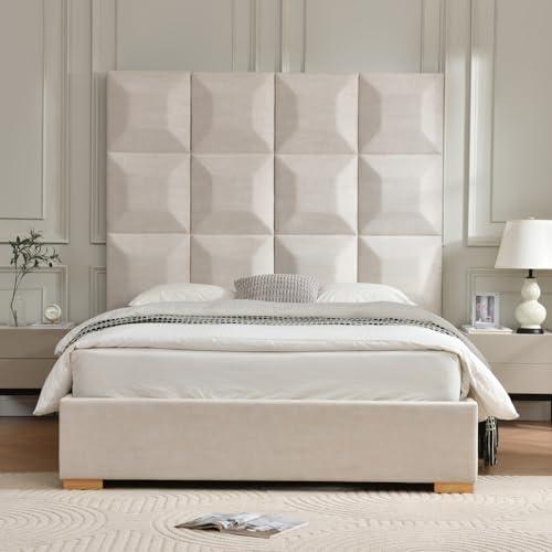 【並行輸入品】 YUHUASHI Queen Size Bed Frame with 71.5 inch high headboard withの画像