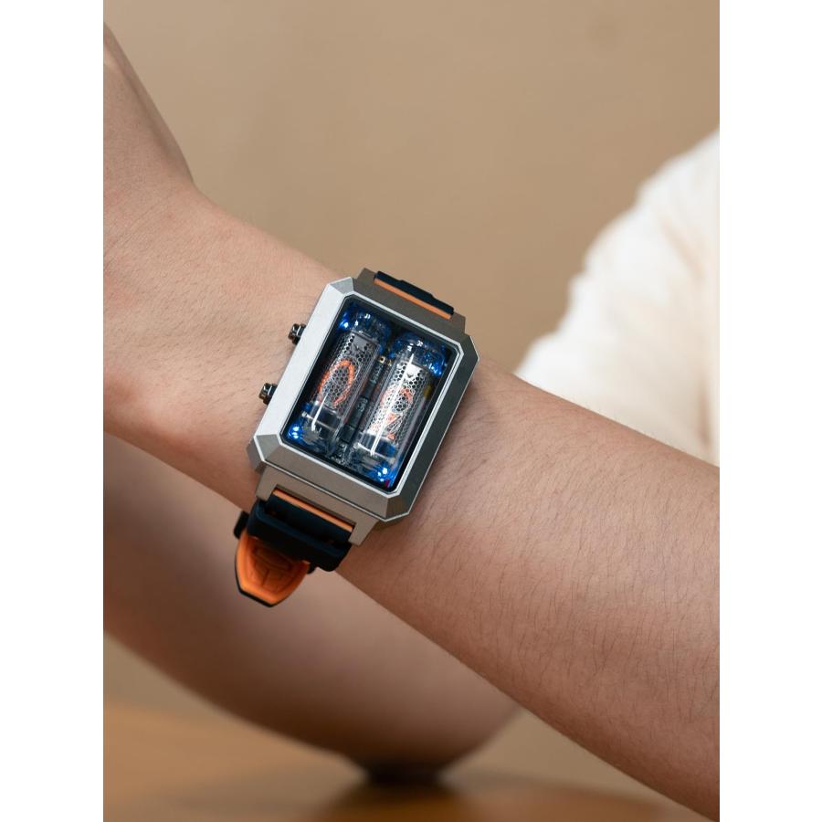 【並行輸入品】 ELECOGO Nixie Tube Wrist Watch, IN16 Steampunk Style, Aluminum Cの画像