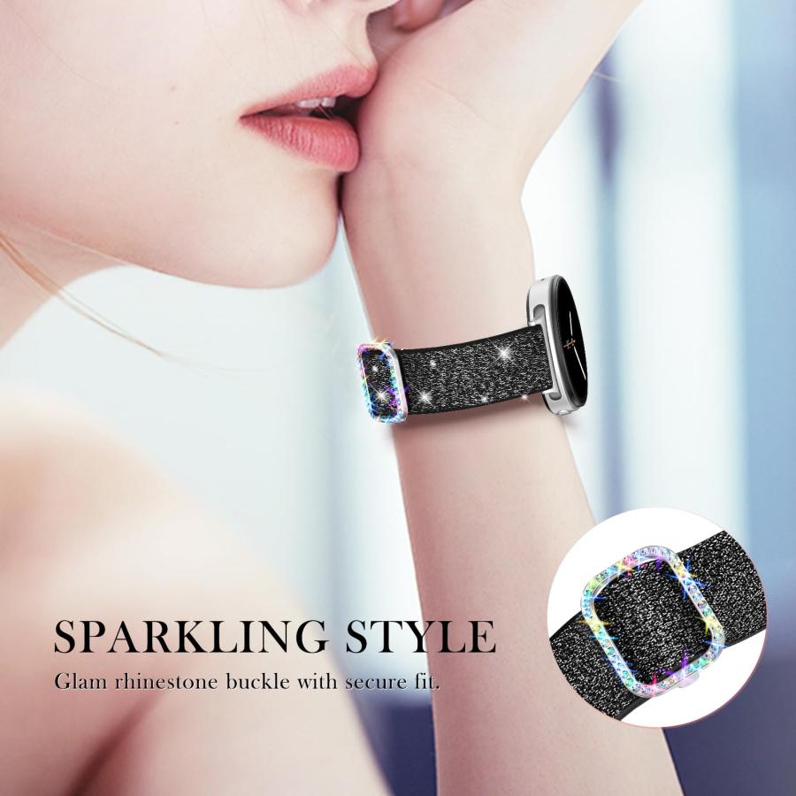 【並行輸入品】LETOID (レトイド) Samsung Galaxy Watchバンド 女性用 キラキラ光る伸縮性ナイロンストラップ Sams_9