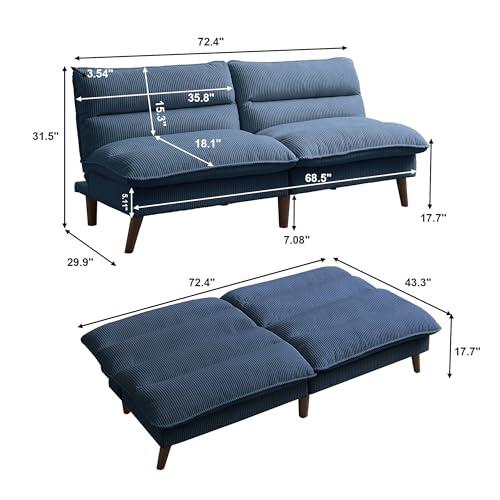 【並行輸入品】 Convertible Futon Sofa Bed， 72" Loveseat Couch with 3 Level Adju_4