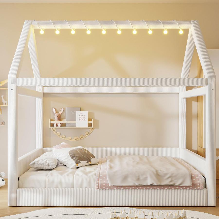 【並行輸入品】 Hlcodca Full Size Upholstered House Daybed for Kids Wood Low Flo_3