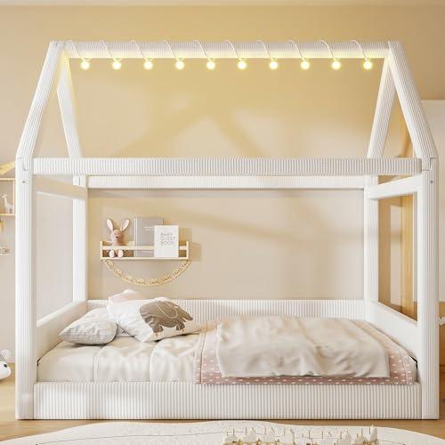 【並行輸入品】 Hlcodca Full Size Upholstered House Daybed for Kids Wood Low Flo_4