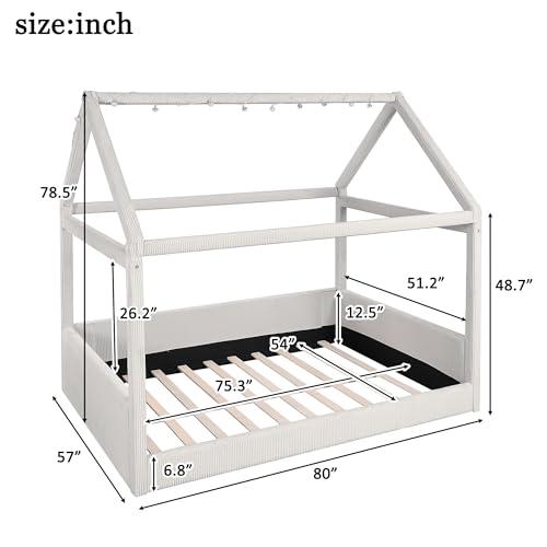 【並行輸入品】 Hlcodca Full Size Upholstered House Daybed for Kids Wood Low Flo_7