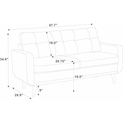 【並行輸入品】 67.7''Mid Century Modern Sofa Couch， Upholstered Tufted Loveseat_4
