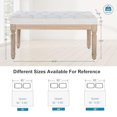【並行輸入品】 UDAX Linen Entryway Bench， Upholstered Button End of Bed Bench，