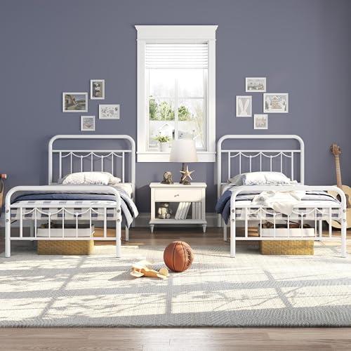 【並行輸入品】 Yaheetech 2pcs Twin Bed Frames Metal Platform Bed with Antique S_1