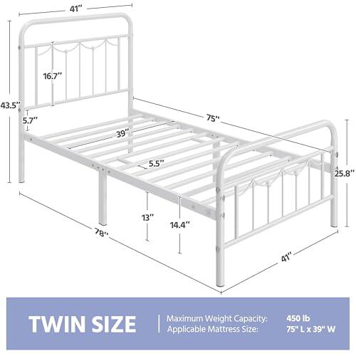 【並行輸入品】 Yaheetech 2pcs Twin Bed Frames Metal Platform Bed with Antique S_4