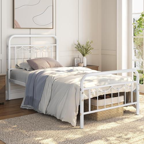 【並行輸入品】 Yaheetech 2pcs Twin Bed Frames Metal Platform Bed with Antique S_7
