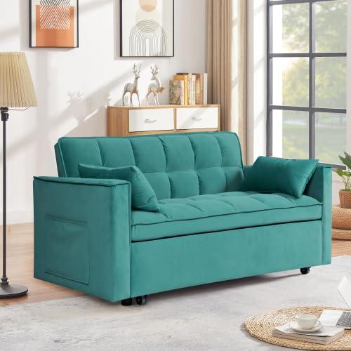 【並行輸入品】 healthomse 55" Convertible Sofa Bed， Modern Velvet Loveseat Sofa_4
