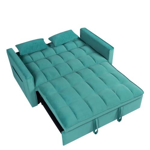 【並行輸入品】 healthomse 55" Convertible Sofa Bed， Modern Velvet Loveseat Sofa_8