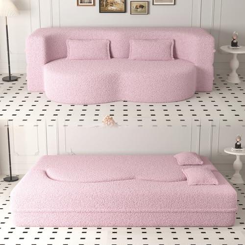 【並行輸入品】 78"W Convertible Folding Sofa Bed， Teddy Full Size Futon Lovesea_1