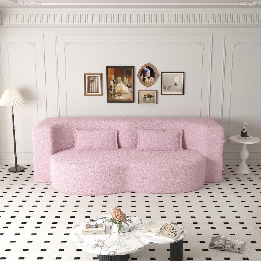 【並行輸入品】 78"W Convertible Folding Sofa Bed， Teddy Full Size Futon Lovesea_6