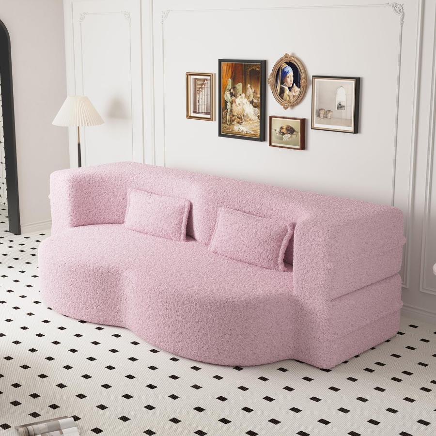 【並行輸入品】 78"W Convertible Folding Sofa Bed， Teddy Full Size Futon Lovesea_9