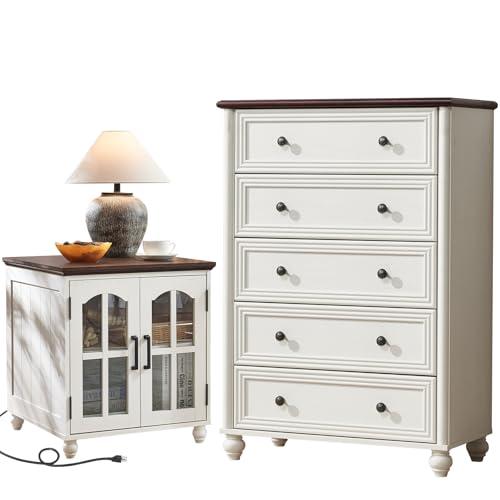 【並行輸入品】 RWYHG Farmhouse Dressers and Nightstand Set of 2，Wood 31.5" Wide_1