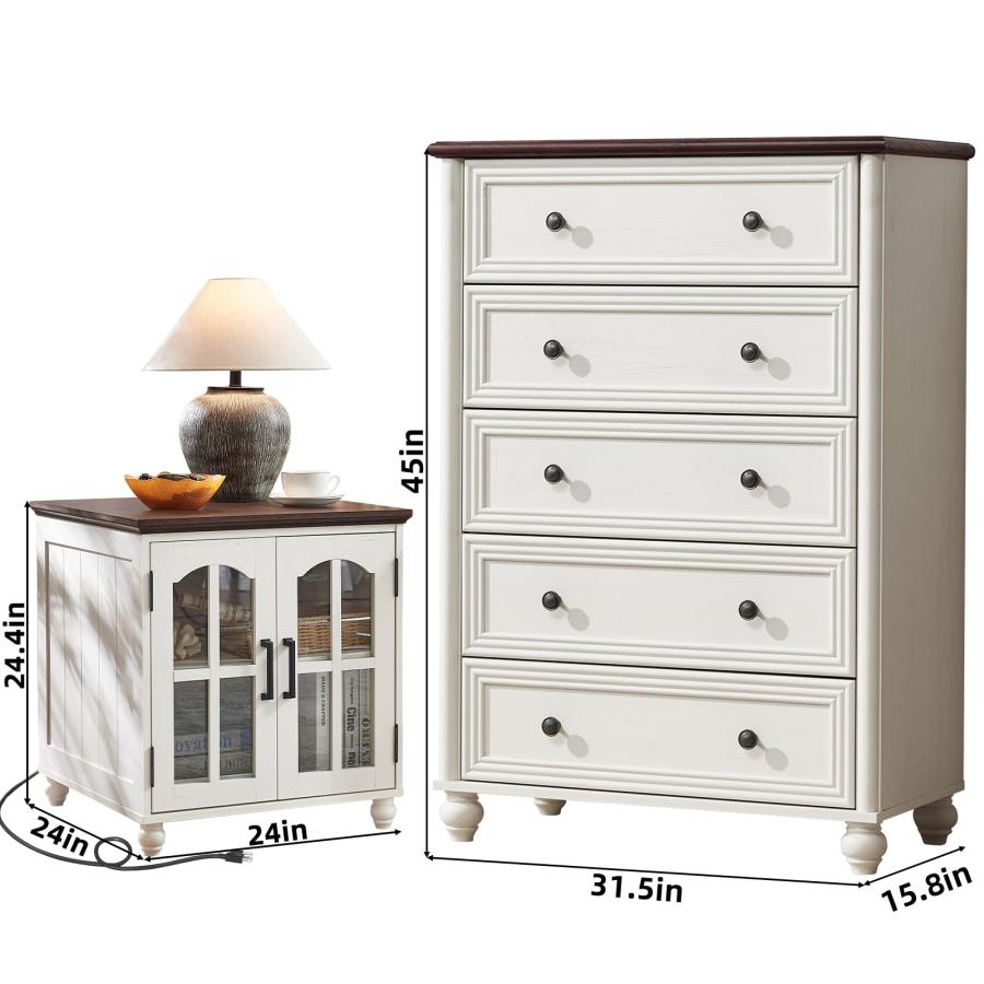 【並行輸入品】 RWYHG Farmhouse Dressers and Nightstand Set of 2，Wood 31.5" Wide_3