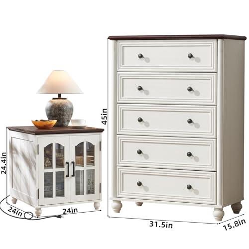 【並行輸入品】 RWYHG Farmhouse Dressers and Nightstand Set of 2，Wood 31.5" Wide_4