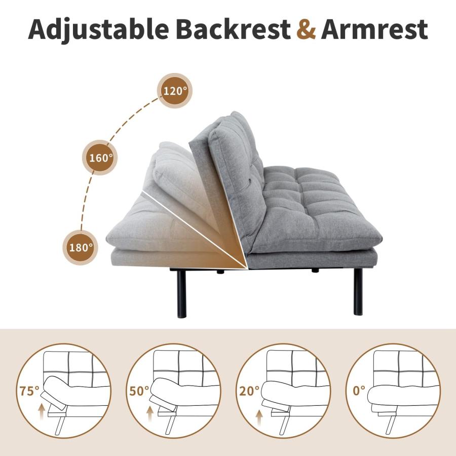 【並行輸入品】 MUUEGM Futon Sofa Bed， 71" Convertible Memory Foam Sofa Couch wi_6