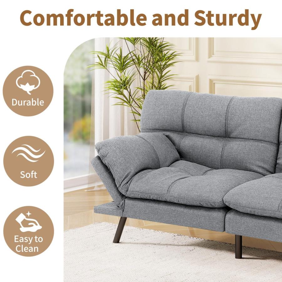 【並行輸入品】 MUUEGM Futon Sofa Bed， 71" Convertible Memory Foam Sofa Couch wi_9
