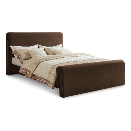 【並行輸入品】 Pemberly Row Modern Full Bed, Brown Velvet Upholstery, 59.5\" W xの画像