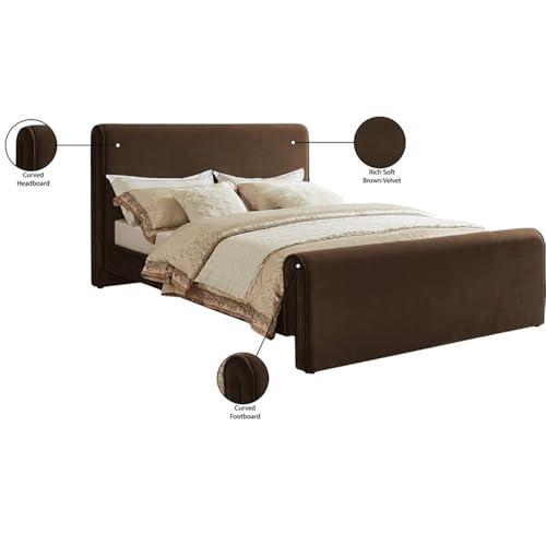 【並行輸入品】 Pemberly Row Modern Full Bed, Brown Velvet Upholstery, 59.5\" W xの画像
