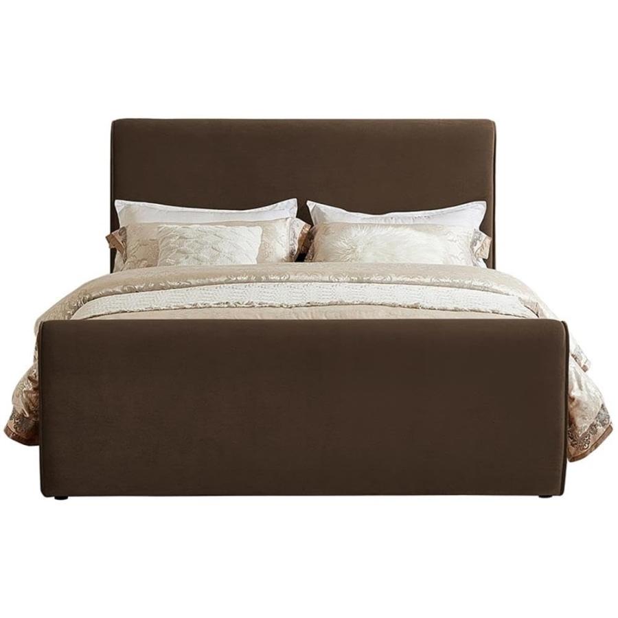 【並行輸入品】 Pemberly Row Modern Full Bed, Brown Velvet Upholstery, 59.5\" W xの画像