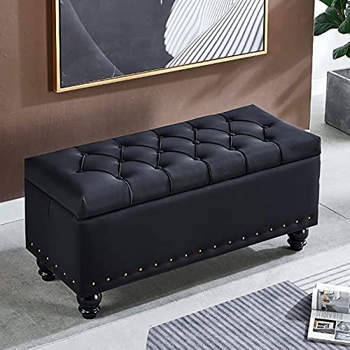 【並行輸入品】 FDFDF Luxurious Storage Benches，Faux Leather End of Bed with Pad_1
