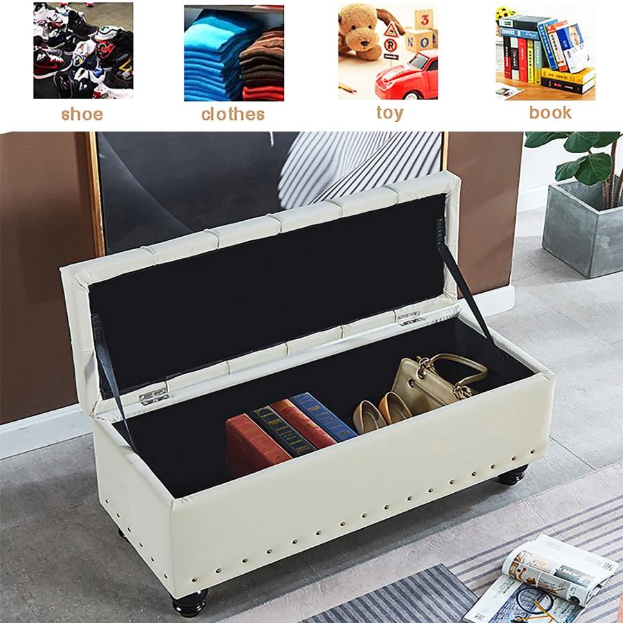 【並行輸入品】 FDFDF Luxurious Storage Benches，Faux Leather End of Bed with Pad_3