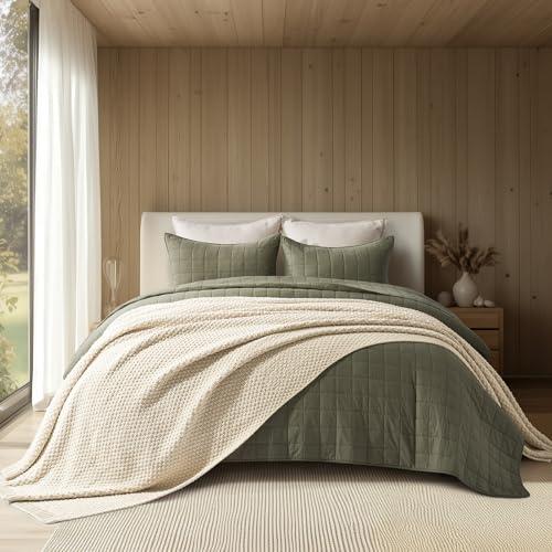 【並行輸入品】EVERGRACEHOME チャンキーシェニール織ニットスローブランケット ソファ用 ソフトで豪華な特大キングモスステッチブランケ_1