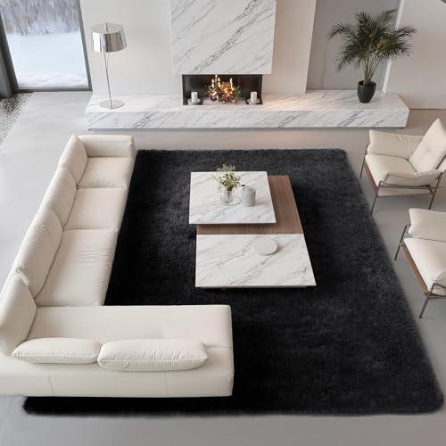 【並行輸入品】 MATIIUI 9x12 Extra Large Ultra Soft Black Shag Area Rug for Livi