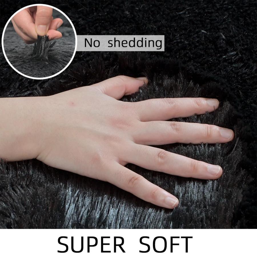 【並行輸入品】 MATIIUI 9x12 Extra Large Ultra Soft Black Shag Area Rug for Livi