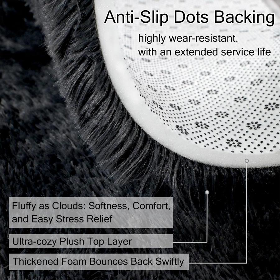 【並行輸入品】 MATIIUI 9x12 Extra Large Ultra Soft Black Shag Area Rug for Livi
