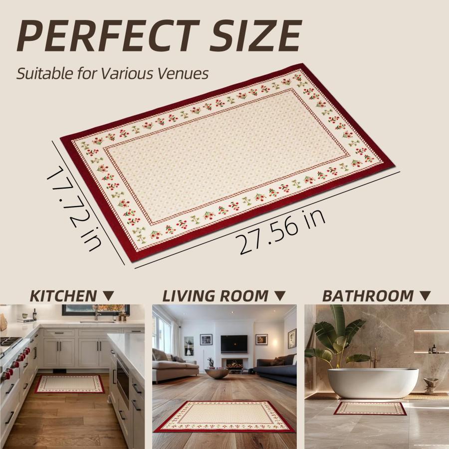 【並行輸入品】 Thin Bathroom Rugs | Non Slip Rubber Backed， Fast Dry Shower Mat