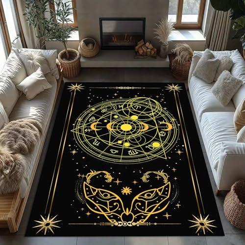 【並行輸入品】 Fouiunler Stars Moon and Sun Modern Area Rug 5x7ft Witch Decor Aの画像