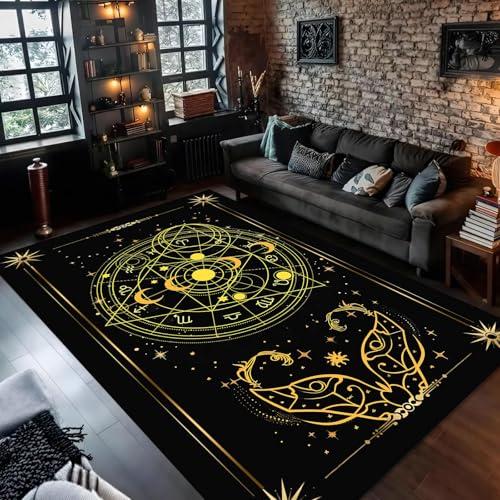 【並行輸入品】 Fouiunler Stars Moon and Sun Modern Area Rug 5x7ft Witch Decor Aの画像