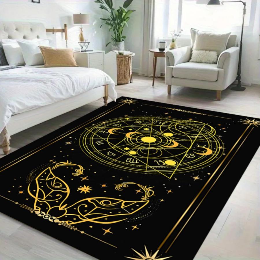 【並行輸入品】 Fouiunler Stars Moon and Sun Modern Area Rug 5x7ft Witch Decor Aの画像