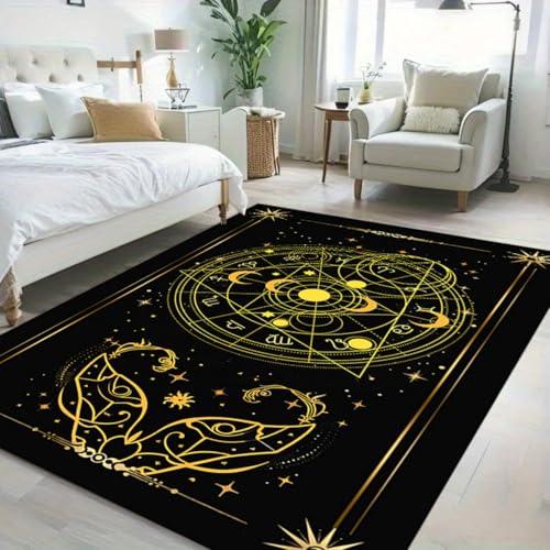 【並行輸入品】 Fouiunler Stars Moon and Sun Modern Area Rug 5x7ft Witch Decor Aの画像