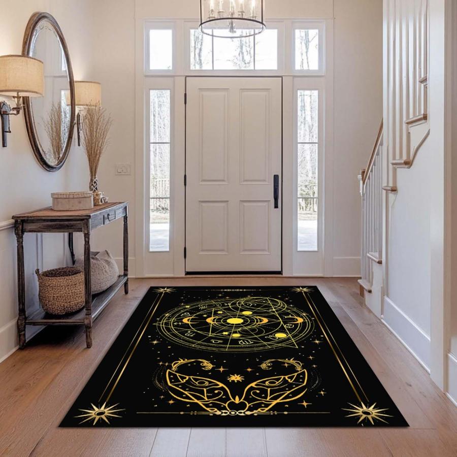【並行輸入品】 Fouiunler Stars Moon and Sun Modern Area Rug 5x7ft Witch Decor Aの画像